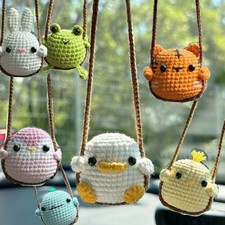 Cute frog crochet hanging car - hanging,