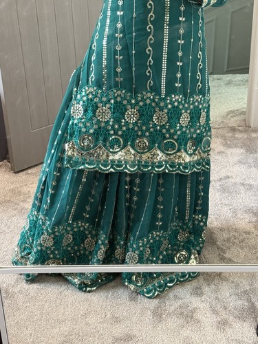 Teal mehndi lengha - teal, indian