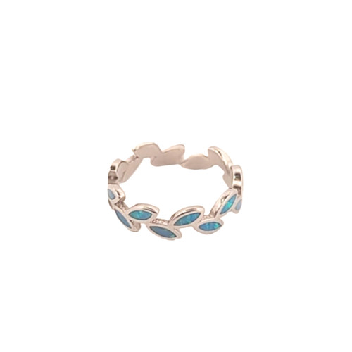 Blue opal leaf - leaf, sterling