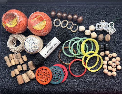 Vintage macrame supplies lot - macrame,