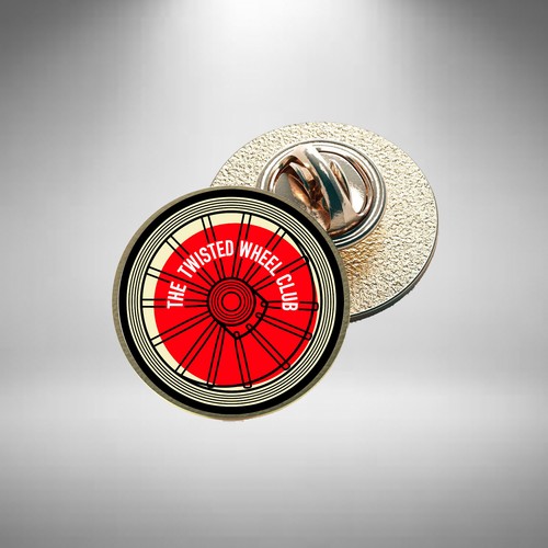 Twisted wheel pin lapel - wheel, /