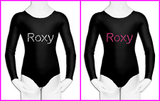 Personalised LYCRA Black Dance Leotard Gymnastics Glitter Text Birthday Gift