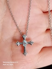 NEW Sky Blue Topaz and White Zircon Pendant Platinum Overlay Sterling Silver