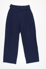 Topshop Women's Blue Plaid Wide-Leg Trousers Size 10
