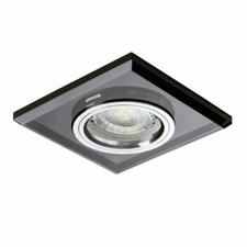 Kanlux Morta Black Glass Fixed Square Recessed GU10 Ceiling Spot Downlight