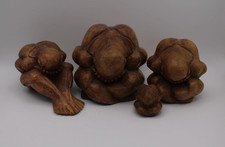 Buddha Wood Carved Figures, Weeping Buddha, Yogi Man, Orang Malu, Shy Man Buddha
