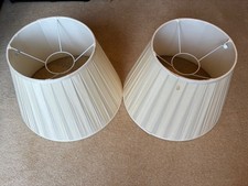JOHN LEWIS Silk Pleated Drum Lampshades, Pair, cream colour, diameter 45cm, vgc