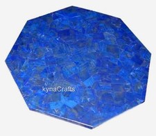 Octagonal Marble Hallway Table Top Lapis Lazuli Stone Overlay Work Dining Table