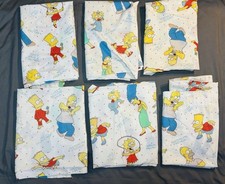 Vintage Simpsons Curtains Fabric 6 Panels 63 X 40 1990 Bart Homer 10 1/2 Yards