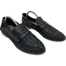 Paolo Vandini Shoreditch Black Leather Woven Loafers Size 11 UK 45 EU