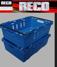 30 x USED, BLUE ,DEEP 600 X 400 X 250mm BALE ARM CRATE STACKING BOX TRAY STORAGE