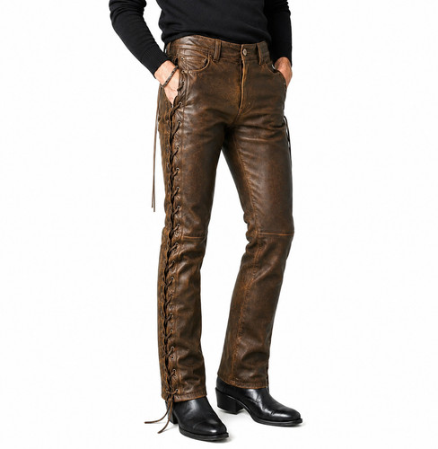 Men genuine brown leather - genuine,