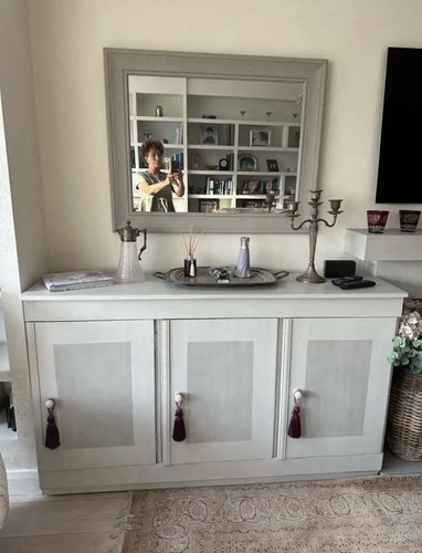 Pair large grey painted - of,