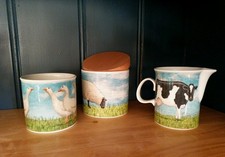 Dunoon 'On the Farm' Design  Martin Wiscombe Ceramic Tea Trio Cows, Sheep, Geese