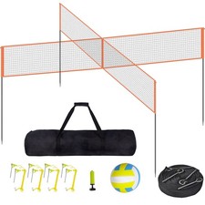 4-Way Volleyball Net Adjustable Volleyball Game Set with Ball Carry Bag