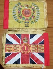 The Royal Hampshire Regiment 1st bn miniature Regimental Queen's colours flags.