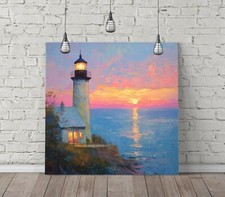 LIGHTHOUSE PINK SUNSET -SQUARE