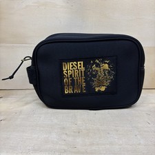 Diesel Spirit of the Brave Wash Bag Toiletries Bag Travel Black Gold Zip Up