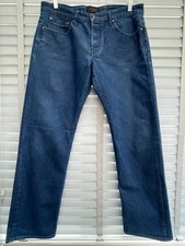 TED BAKER Mens Straight Leg Jeans 34W 30L Indigo Dark Blue Button Fly ONACATE