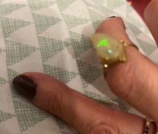 Genuine Opal ring adjustable stunning green lights
