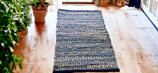 Cotton and Jute Rectangle Area Rug With Border Reversible Floor Carpet Handmade