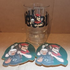 Wychwood Brewery new style Hobgoblin Stubby pint glass & mats homebar mancave