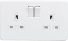 Schneider Electric GU3220WPW 2 Gang 13A Switched Socket White Flat Plate