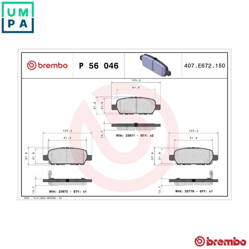 Brake pad set disc - brake, p