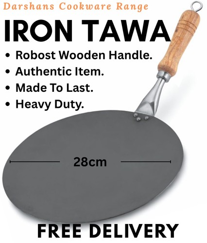 Pure iron tawa roti pan - roti, wooden