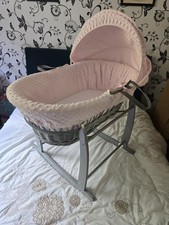 Moses Basket On Grey Wooden Stand