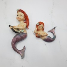 VINTAGE Ceramic Pair MERMAID