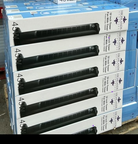 Tower fan with timer black - with,