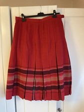 Vintage Edinburgh Red Pure New Wool Kilt Skirt UK 14