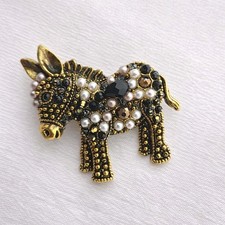 Donkey Brooch Gold Tone