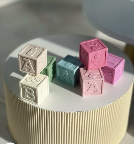 Edible baby blocks cake topper - baby,