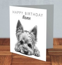 Yorkshire Terrier Yorkie dog Personalised Birthday Card 15 x 15 cm by MJLArt
