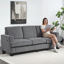 3 Seater Sofa with USB Ports & Cup Holders for Living Room