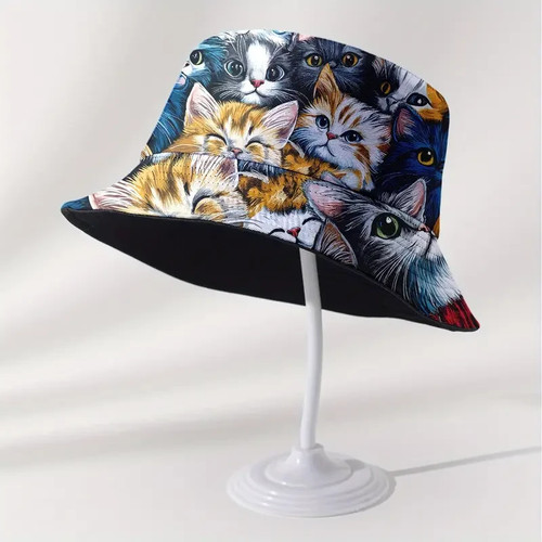 Cat themed bucket hat - cat, unisex