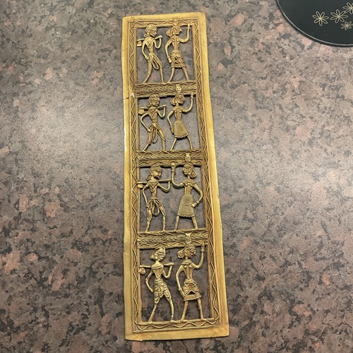 Antique brass carved panel - brass,