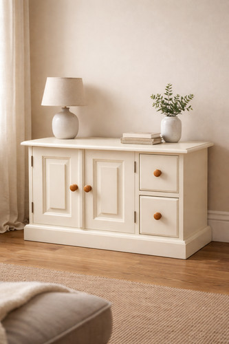 Cream painted pine sideboard - painted,