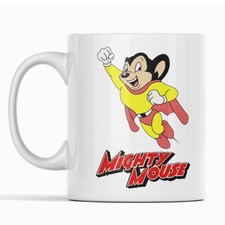 Mighty Mouse 11oz White Ceramic Cartoon Superhero Coffee Mug