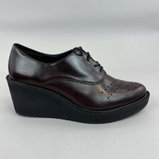 Clarks Narrative Patent Lace Platform Wedge Heeled Brogues Office Work Shoes UK5