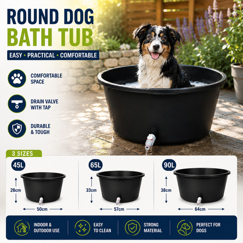 Round dog washing - dog, with