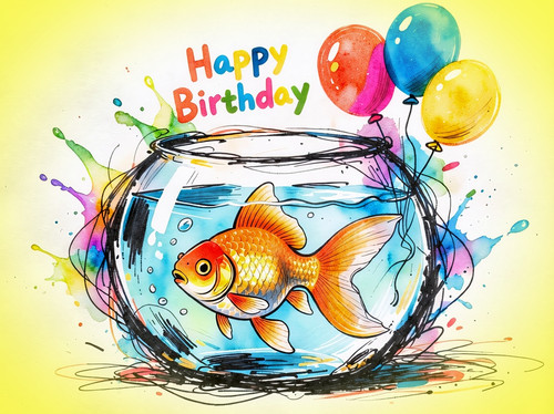 Gold fish happy birthday - happy,