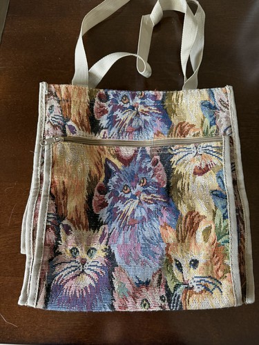 Vintage cat tapestry tote - tapestry, bag