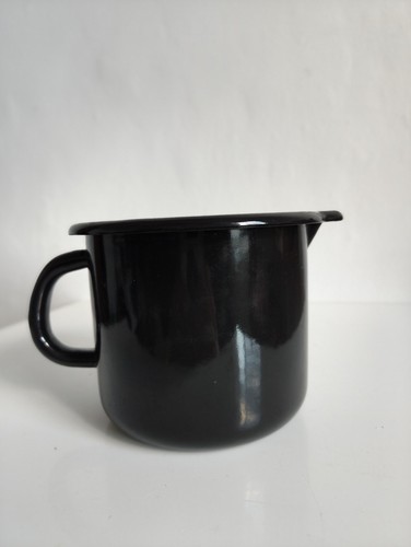 Ikea black enamel pincher pot - black,