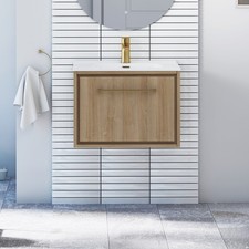 Wall Hung Bathroom Sink Vanity Unit Furniture Cabinet Basin 1 Drawer 600mm