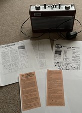 Vintage Roberts R606 Red/Wood Radio - Tested Working Power Cable Papers