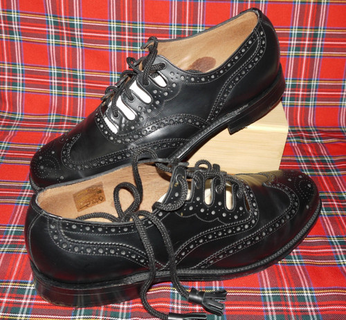 Gents black ghillie - black, brogues