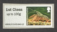 GB 2013 1st Class White Clawed Crayfish. Freshwater Life Post & Go UM Stamp